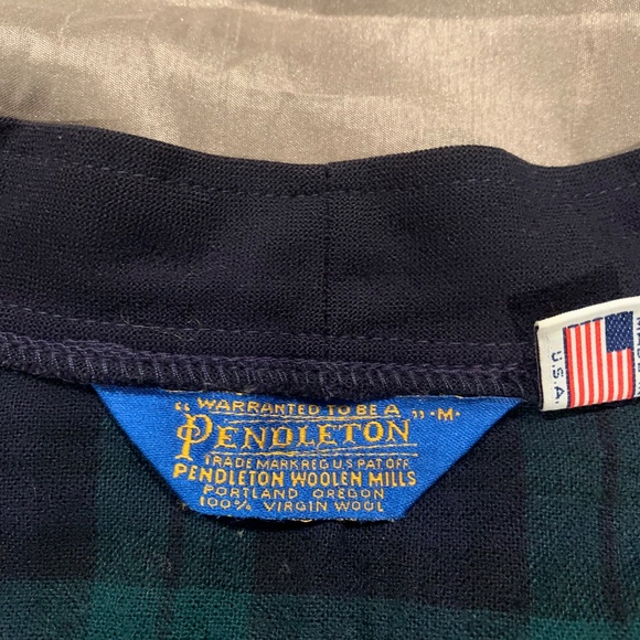 Vintage Pendleton Mens Wool Cardigan Plaid Navy Blue Red USA Made Size M - Picture 3 of 3